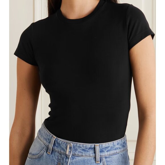 RE/DONE Women's Black Casual Crewneck Bodysuit Slim Tee Top - Size‎ S Small - Picture 1 of 7